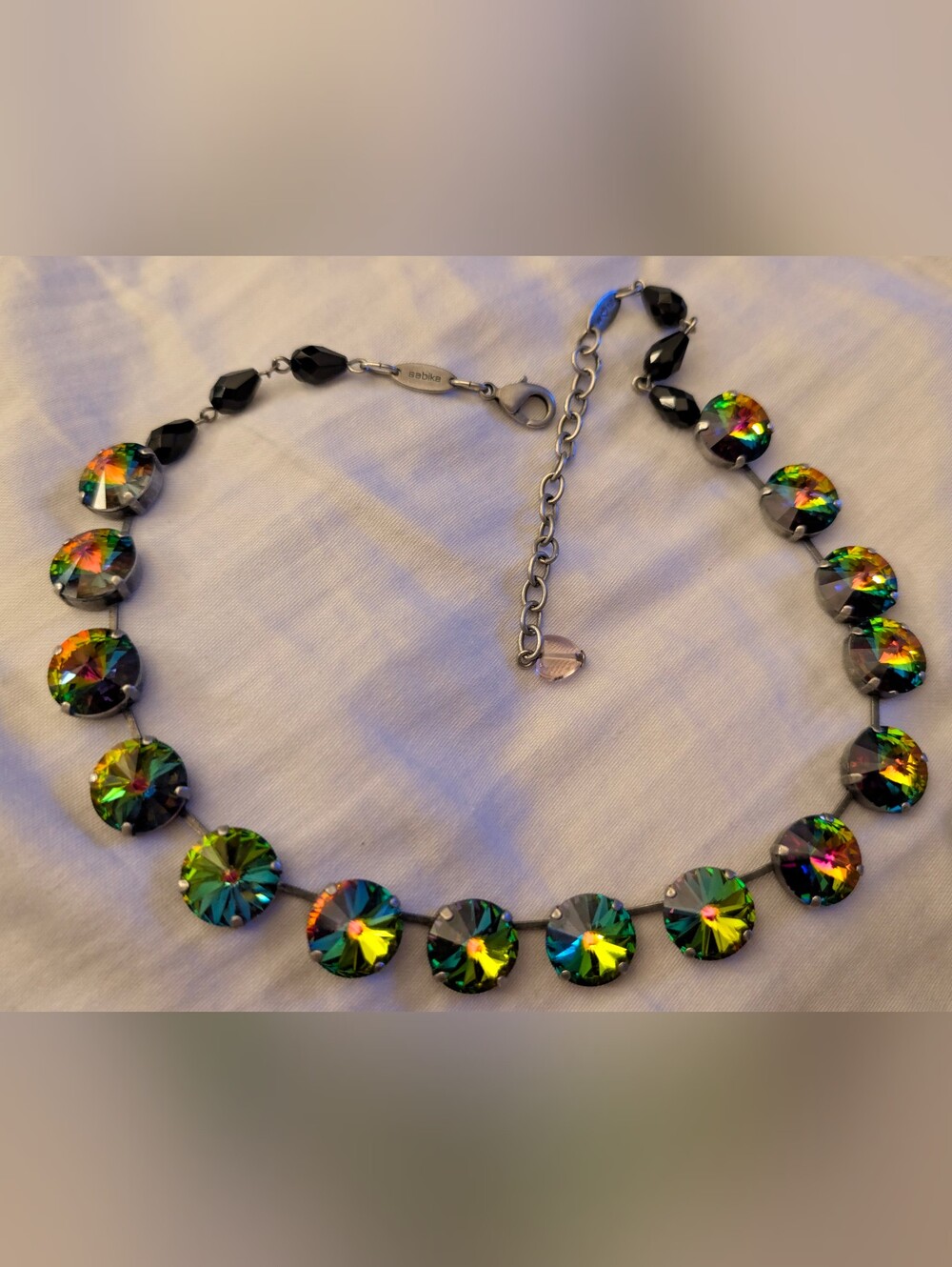 Sabika Multicolor Aurora Crystal Necklace with Black Beads
